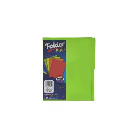 FOLDER DIEM BRIGHTS VERDE ELECTRICO 11 PAQUETE CON 25 PIEZAS TAMAÑO CARTA