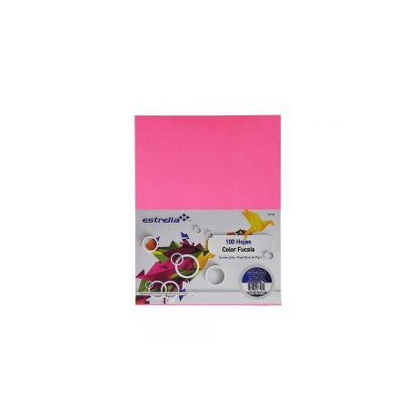 HOJA DE PAPEL ESTRELLA FP-02 PAQUETE CON 100 PIEZAS FUCSIA NEON TAMAÑO CARTA 75 GRAMOS