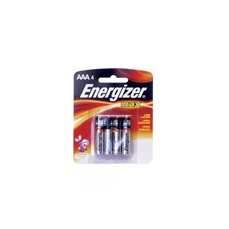 PILA ALCALINA ENERGIZER MAX E92BP-4 PAQUETE CON 4 PIEZAS TIPO AAA 1.5 VOLTS