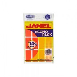 ETIQUETA ADHESIVA JANEL ECONOPACK 3264 NO.24 NARANJA PAQUETE CON 96 PIEZAS